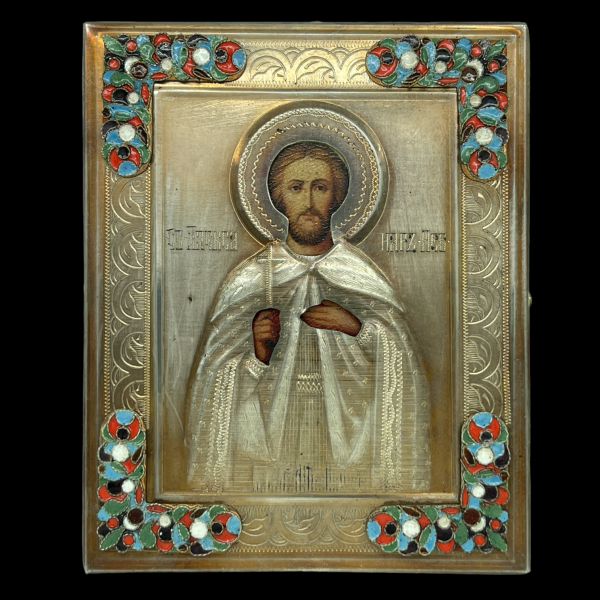 Старинная Икона Александр Невский Серебро