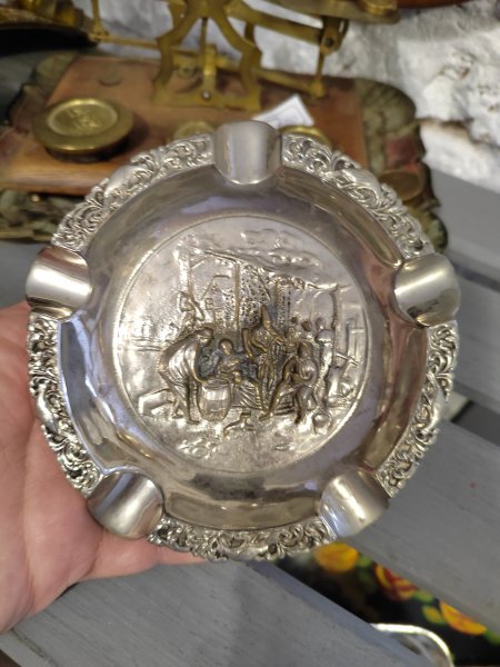 Красивая Посеребренная Винтажная Пепельница