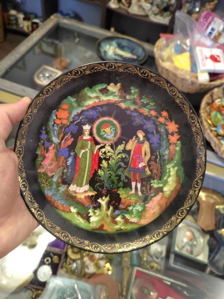 Тарелка Русские Сказки Палех Фарфор Золочение