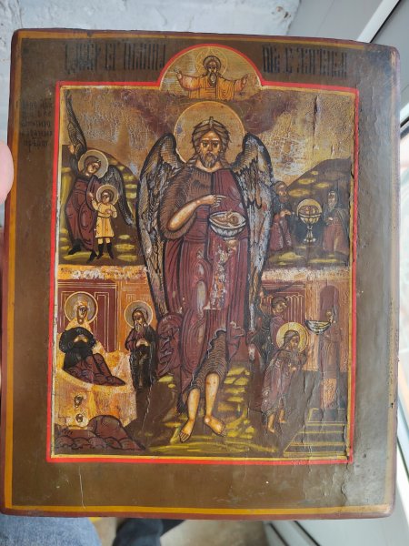 Старинная Икона Иоанна Предтечи Крестителя