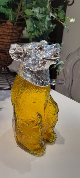 Редкий Стеклянный Кувшин Желтый Медведь