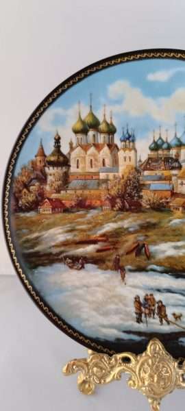 Фарфоровая настенная тарелка "Ростов Великий" Золотое кольцо России