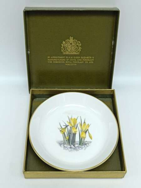 Винтажное блюдце для кодлера. Royal Worcester, Англия 1970 года. Фарфор. Позолота. Кейс