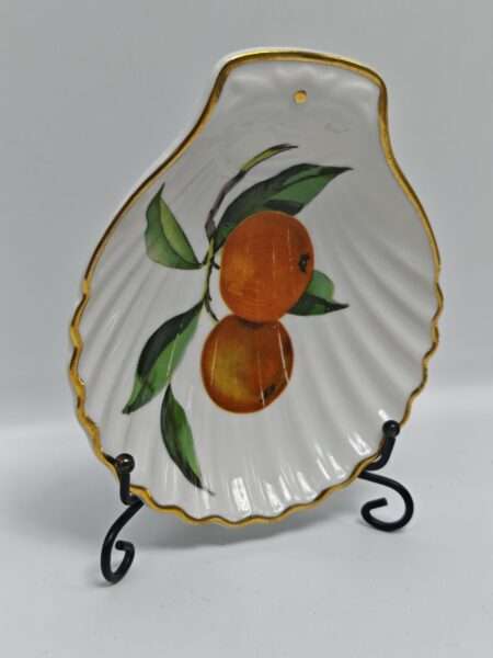 Винтажная тарелочка в форме ракушки "персики" Royal Worcester, Англия. Фарфор. Позолота
