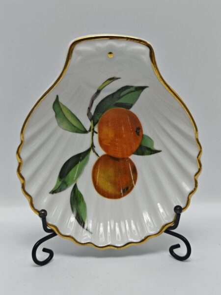 Винтажная тарелочка в форме ракушки "персики" Royal Worcester, Англия. Фарфор. Позолота
