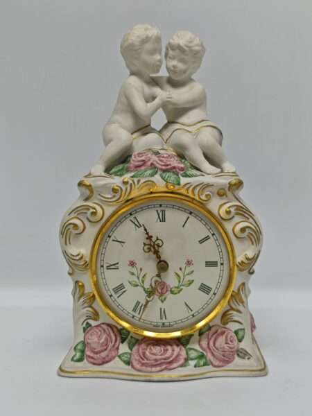 Часы настольные "Первые объятия". Фарфор, позолота. The Franklin Mint, США, 1987 год