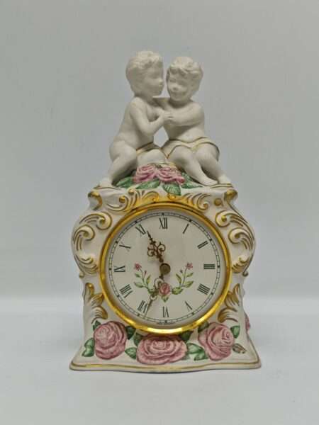 Часы настольные "Первые объятия". Фарфор, позолота. The Franklin Mint, США, 1987 год