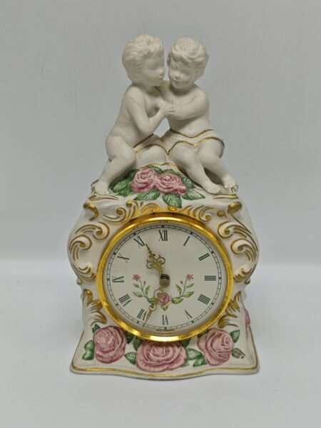 Часы настольные "Первые объятия". Фарфор, позолота. The Franklin Mint, США, 1987 год