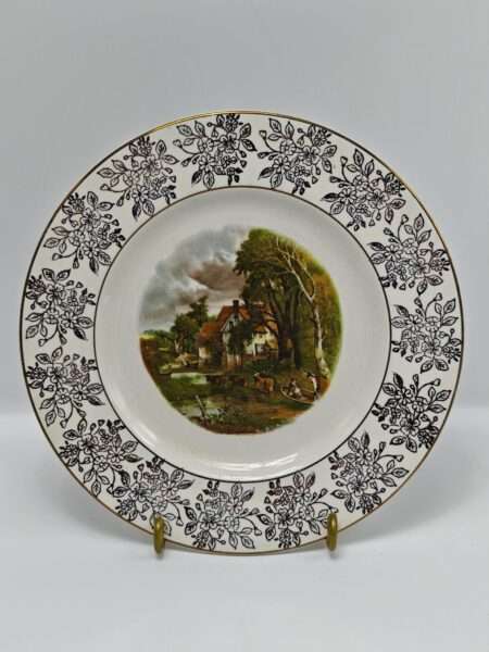 Винтажная фарфоровая тарелка "Деревенский стиль". Staffordshire, Англия