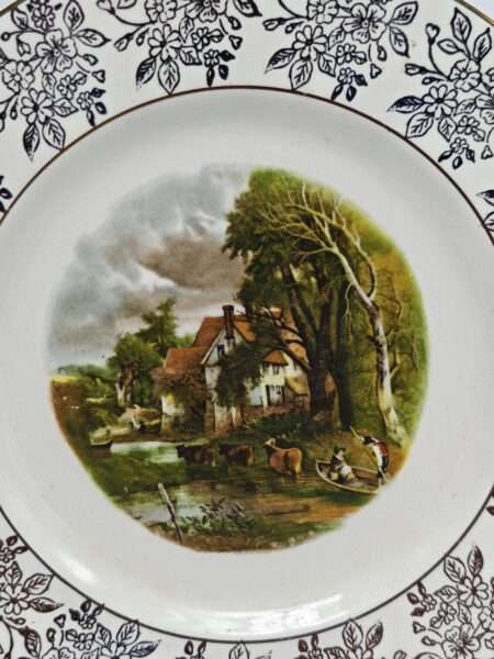Винтажная фарфоровая тарелка "Деревенский стиль". Staffordshire, Англия