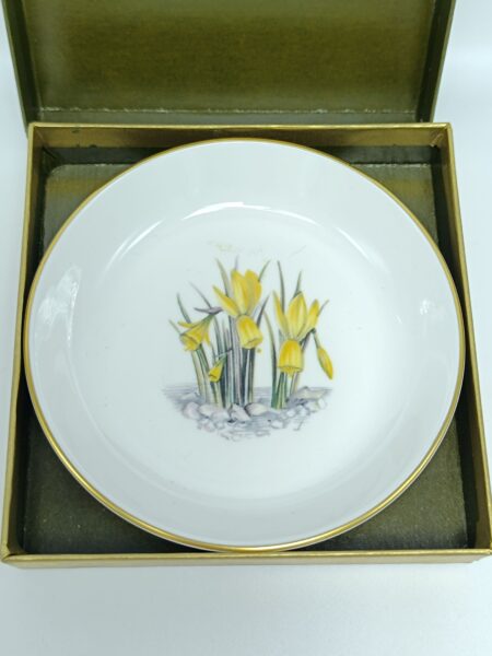 Винтажное блюдце для кодлера. Royal Worcester, Англия 1970 года. Фарфор. Позолота. Кейс