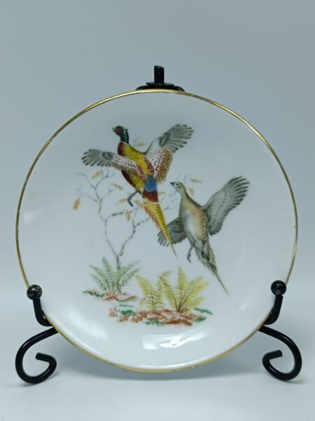 Винтажное блюдце "Птицы" Crown Staffordshire, Англия. Фарфор. Позолота