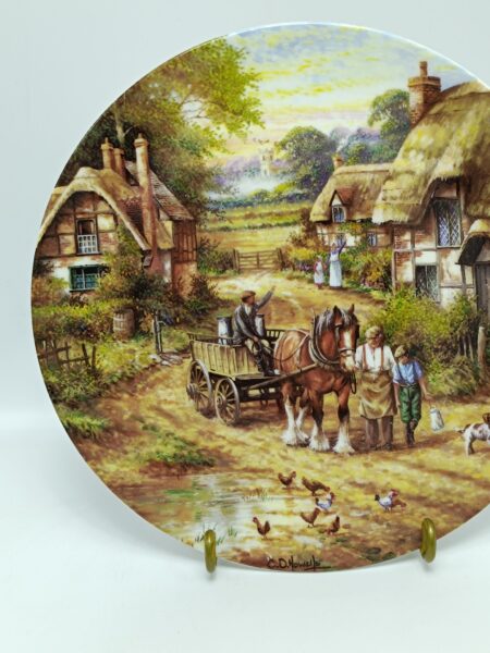 Тарелка винтажная декоративная настенная "Сельская жизнь". Фарфор. Wedgwood, Англия
