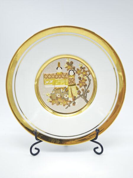 Тарелка японская винтажная настенная. Art of Chokin. The Hamilton Collection. Золото. Фарфор. 15 см