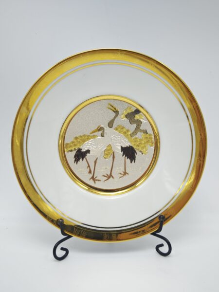 Тарелка японская винтажная настенная. Art of Chokin. The Hamilton Collection. Золото. Фарфор. 15 см