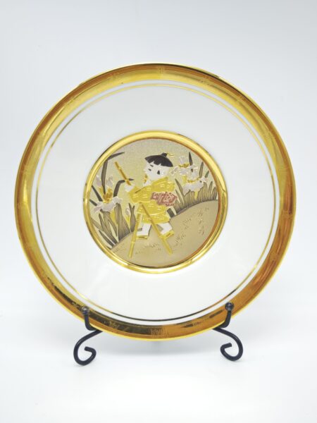 Тарелка японская винтажная настенная. Art of Chokin. The Hamilton Collection. Золото. Фарфор. 15 см