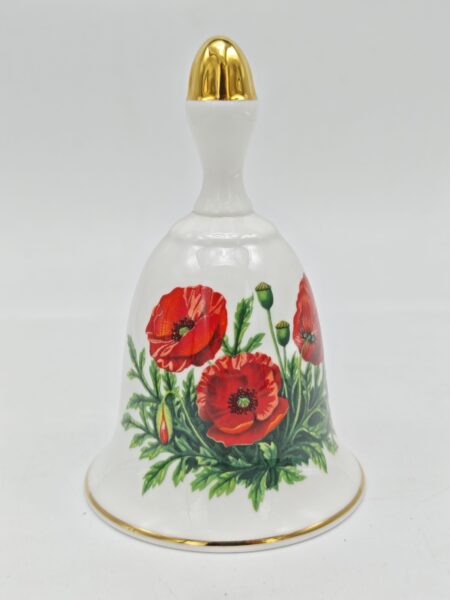 Винтажный коллекционный колокольчик "Маки". Фарфор, позолота. Danbury Mint, Великобритания вторая половина 20 века