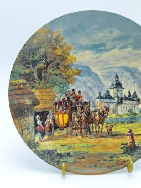 Тарелка фарфоровая настенная декоративная "Повозка". Германия 1988 год, Furstenberg.