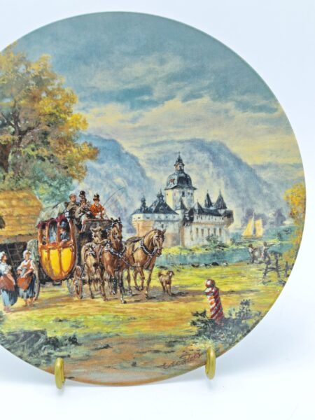 Тарелка фарфоровая настенная декоративная "Повозка". Германия 1988 год, Furstenberg.