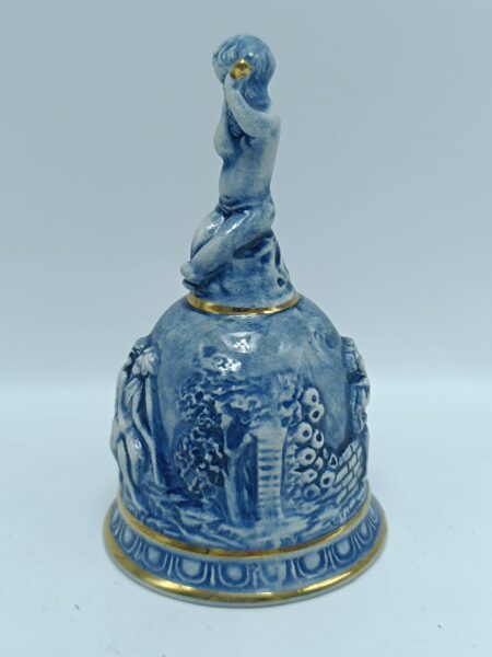 Винтажный Фарфоровый Колокольчик Без Язычка. Capodimonte Каподимонте Херувимчик. Италия 1970 гг.