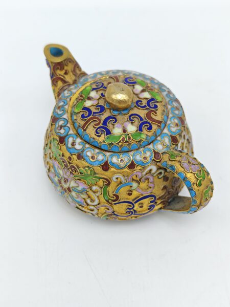 Винтажный миниатюрный чайник, эмаль клуазоне,1950-1980 гг.