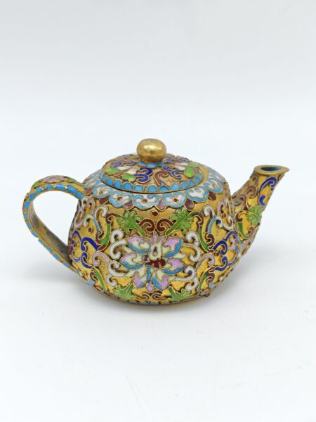 Винтажный миниатюрный чайник, эмаль клуазоне,1950-1980 гг.