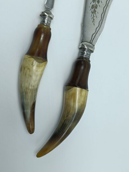 Сервировочный набор для рыбы. Серебрение. Кость. Серебро. Англия 1950 гг.
