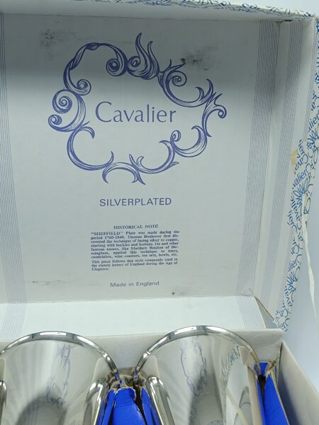 Винтажный набор бокалов для вина. Серебрение. Англия. Cavalier. Клеймо. Коробка